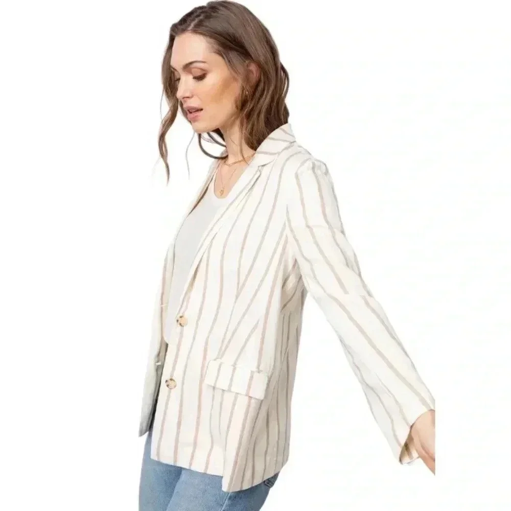 RAILS | Linen Blend Flynn Blazer in Mojave Stripe Size XS - Picture 5 of 11